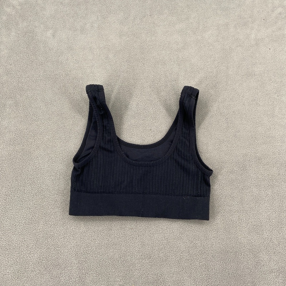 Lucky Brand Basics Lounge Bralette Sz M‎ Black Ribbed Scoop Neck Wide Strap